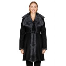 Grijze Toscaanse schapensuède leren trenchcoat voor dames - Celeste
