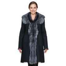 Dames zwarte zilveren Toscaanse schapen suède trenchcoat - Celeste