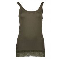 Kanten Rand Mouwloos T-shirt met Ronde Hals