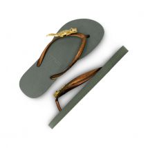 Uzurii Gold crocodile switch legergroen dames slippers, , maat: