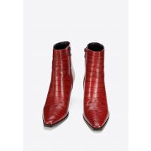 Wittchen Dames Burgundy Croco Leren Hoge Hak Enkellaarsjes