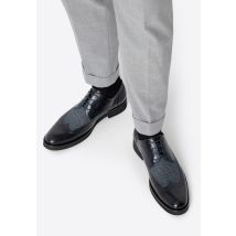 Wittchen Heren Derby schoenen van leer met textiel inzetstukken, marineblauw, natuurlijk leer