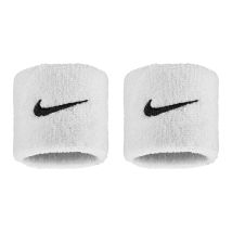 Nike Klassiek Swoosh polsbandje (Set van 2) (Wit/zwart)