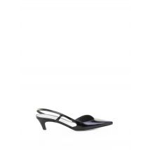 Zwarte Geborstelde Leren Slingback Pump