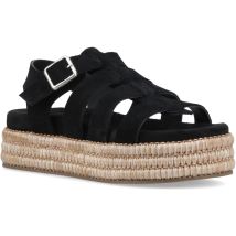 Hush Puppies Rosetta Gladiator Leren Dames Sandalen Zwart/Tan