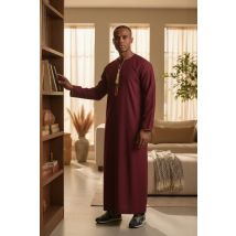 Heren rode Ramadan Marokkaanse Thobe gewaad Emirati Eid Jubba LFS-TT-003