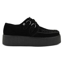 TUK Viva High Creeper Zwarte Suède Platform Veterschoenen Goth - AV6802