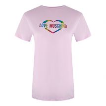 Love Moschino Multi Colour Heart Logo Pink T-shirt