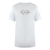 Love Moschino Shiny Heart Logo White T-shirt