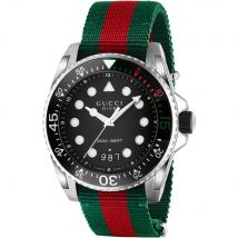 Gucci YA136209 herenhorloge met zwarte wijzerplaat en nylon band