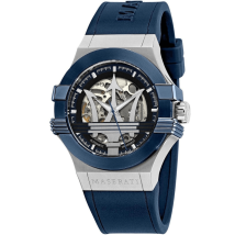 Maserati Potenza R8821108028 Automatische Skeleton Wijzerplaat Herenhorloge 42mm Blauw Siliconen Band