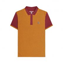 Lambretta Heren Houndstooth Polo Shirt (Bordeaux/Geel)