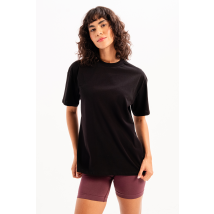 JUSTEVER 100% katoenen oversized T-shirt met ronde hals voor dames, zwart - Halo