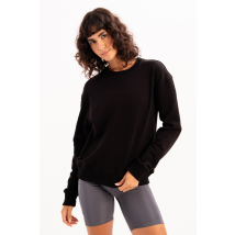 JUSTEVER Crew Neck Basic Pattern Black Women's Sweatshirt Tracksuit Top - Aura