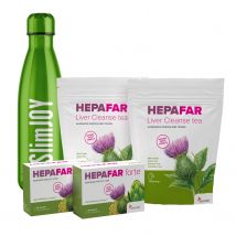 Hepafar Paket zur Leberentgiftung + Termo-Flasche | 30-Tage-Programm | 2x Hepafar Lebertee & 2x Hepafar Forte Mariendistel Kapseln | Sensilab