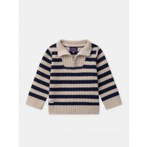 Pull Écru À Rayures Bleu Foncé Demi-zip Et Col Bébé Garçon - 18 mois - Sergent Major