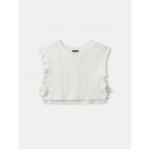 Weißer Ärmelloser Pullover Für Baby Mädchen - 6 Monate - Wolle/Polyamid - Sergent Major