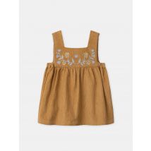 Braun Velours Kleid Mit Blumenstickereien Für Mädchen - 36M - Sergent Major