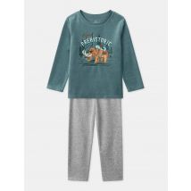 Grau Und Blau Velours Pyjama Mit Mammut Druck Für Jungen - 9 Jahre - Polyester/Baumwolle - Sergent Major