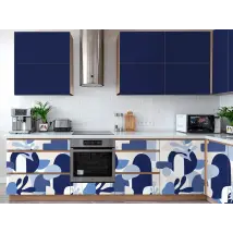Vinilo Frente de cocina - adhésif motif formes abstraites bleues