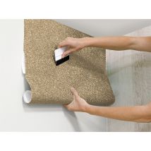 Adhesivo decorativo dorado con purpurina
