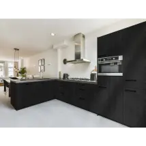 Frente de cocina - Adhésif décoratif effet bois ébène noir