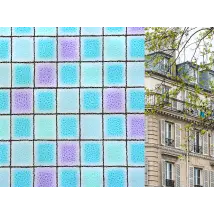 Lámina esmerilada reposicionable con motivo de cuadros de colores