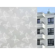 Lámina esmerilada reposicionable con motivo de mariposa blanca