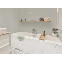 Azulejo - Adhésif effet marbre blanc discret mat