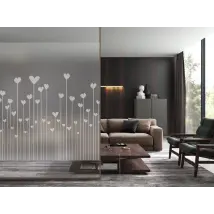 Lámina decorativa con corazones esmerilados blancos
