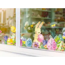 Vinilo decorativo coloridos conejitos de Pascua