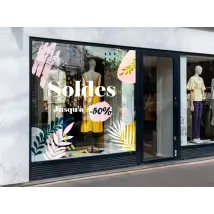 Cartel reposicionable transparente para ventanas que puede leerse desde el exterior