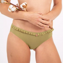 Culotte à volants coton bio et teinture végétale Olive verte
