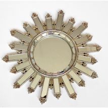 Lighthouse - Miroir Soleil Royal Avec Éclats De Miroir Et Fleurs De Lys - Décoration murale