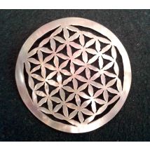 Fleur de Vie Pendentif sculpté à la main dans la nacre D. 4 cm