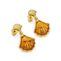 Boucles d'oreilles en ambre et vermeil.