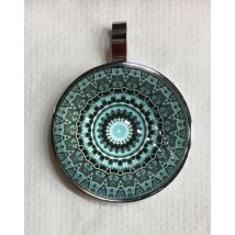Bio-energy - Pendentif Mandala Vert 15 En 1 Argenté - Bijoux bien-être