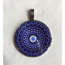 Bio-energy - Pendentif Mandala Bleu 15 En 1 Argenté - Bijoux bien-être