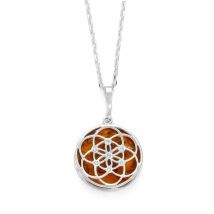 Ambre Et Argent - Collier Fleur De Vie En Ambre De La Baltique Sur Argent 925