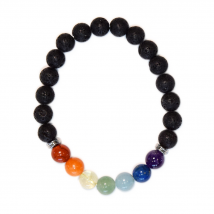 Bracelet 7 Chakras Pierre de lave Perles rondes 8 mm