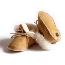 D.grandiose - Chaussons Bébé Beige Fourrés En Peau De Mouton - Chaussures & Chaussons