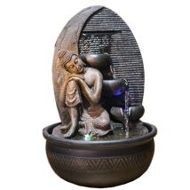 La Place - Fontaine D'Intérieur Déco Feng Shui Bouddha Grace Eclairage Led - Décoration zen