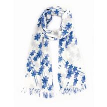 Echarpe Fleurs bleu blanc