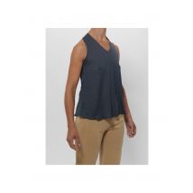 Debardeur femme 100% jersey de lin, bleu velouté