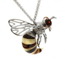 Ambre Et Argent - Modèle Unique, Collier Abeille Sur Argent 925/1000