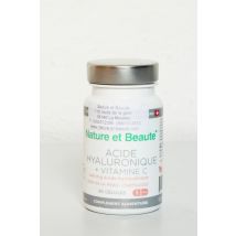 Nature Et Beauté - Acide hyaluronique 340 mg + vit C 200 mg Vegan - Complément alimentaire - Peau - Solaire - Ongles - Cheveux