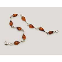Bracelet goutte en ambre cognac de la Baltique sur argent 925.