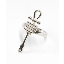 Bague réglable croix de vie ancienne argent massif