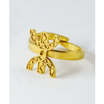 Bague plaqué or règlable symbole de la liberté et de l'encrage