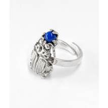 Bague réglable scarabée et pierre Lapis Lazuli argent massif